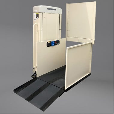 53 inch lifting height commercial wheelchair lift left tower with 16 inch ramp toe plate