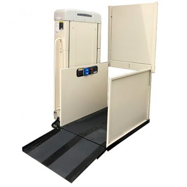 53 inch lifting height commercial wheelchair lift left tower with 16 inch ramp toe plate